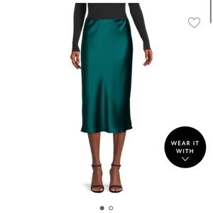 Renee C. Satin Midi Skirt Hunter Green